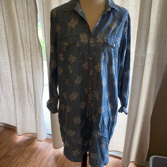 Gap 1969 Button up paisley denim dress - Picture 2 of 7